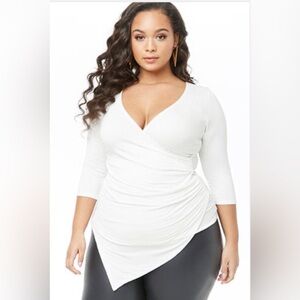 Plus size Asymmetrical surplice top